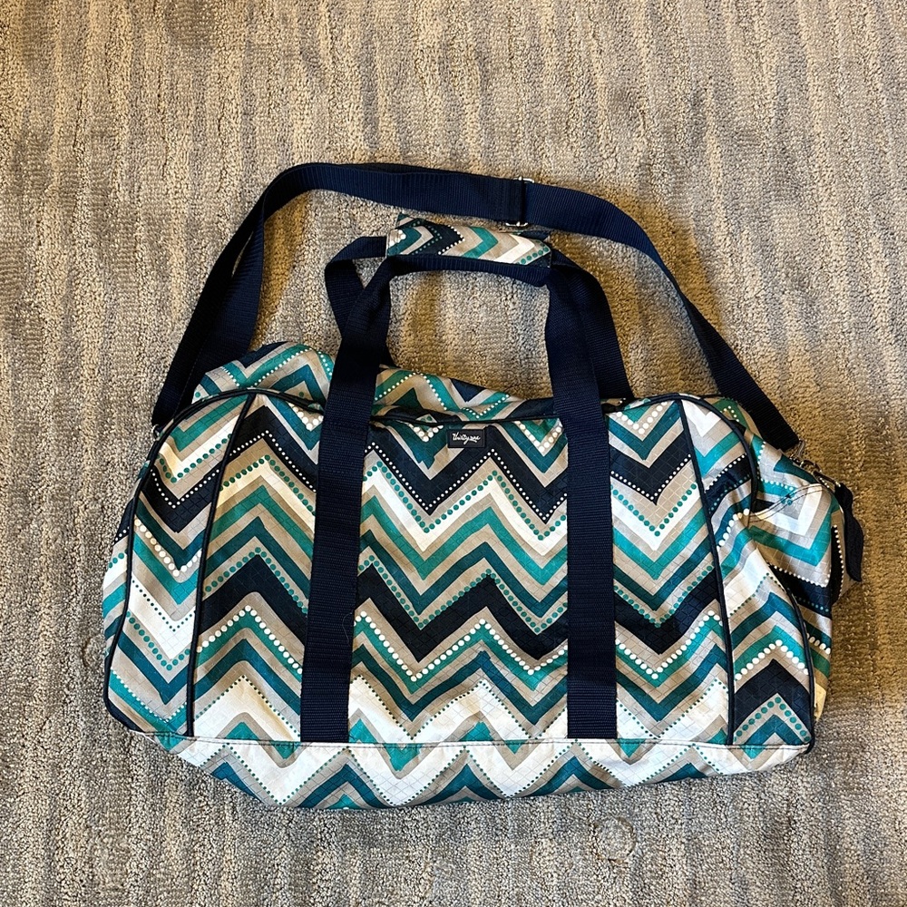 Thirty-One Chevron Travel Bag - Blue and Green